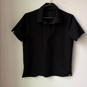 Figs Nala Short Sleeve Scrub Polo Top Black Medical Hospital Nurse Doctor Size S